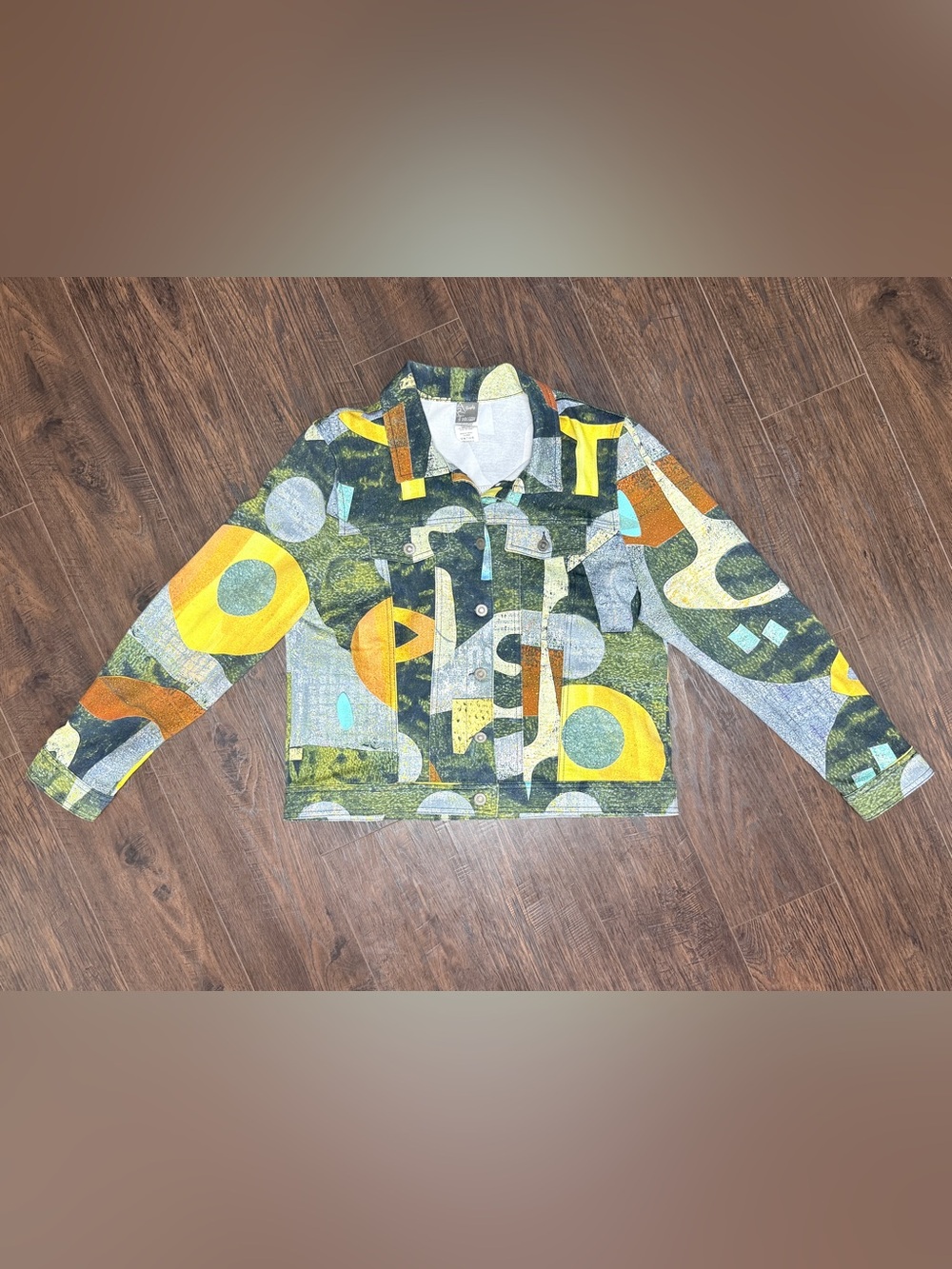 ART SIMPLY BY DOLCEZZA MULTICOLOR JACKET GREEN YELLOW GRAY